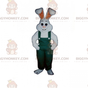 Costume de mascotte BIGGYMONKEY™ de lapin blanc en salopette -