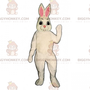 BIGGYMONKEY™ Mascottekostuum met wit konijn en roze oren -
