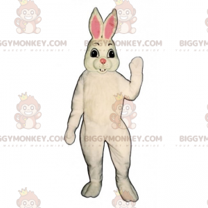 BIGGYMONKEY™ White Rabbit and Pink Ears Mascot Costume -