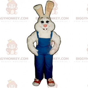 BIGGYMONKEY™ Maskottchen-Kostüm aus weißem Kaninchen und blauer