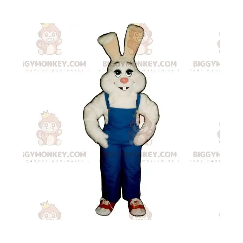 BIGGYMONKEY™ Maskottchen-Kostüm aus weißem Kaninchen und blauer BIGGYMONKEY™ Maskottchen-Kostüm aus weißem Kaninchen und blauer