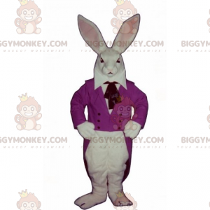 White Rabbit BIGGYMONKEY™ Mascot Costume & Purple Jacket -