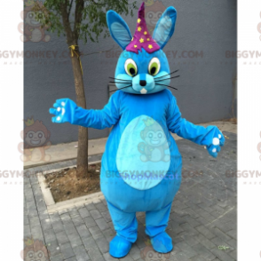 Blue Bunny BIGGYMONKEY™ Mascot Costume With Star Hat -