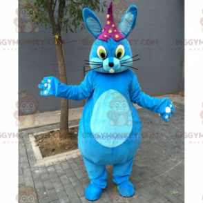 Costume de mascotte BIGGYMONKEY™ de lapin bleu avec chapeau étoile - Mascotte de lapins - BIGGYMONKEY_015967 - BiggyMonkey.com