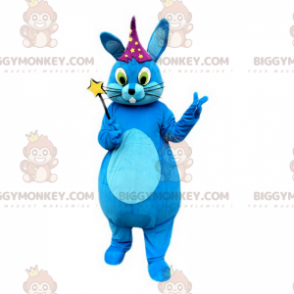 Blue Bunny BIGGYMONKEY™ Mascot Costume With Star Hat -