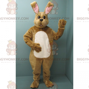 BIGGYMONKEY™ maskotkostume Brun kanin med hvid mave og lyserøde
