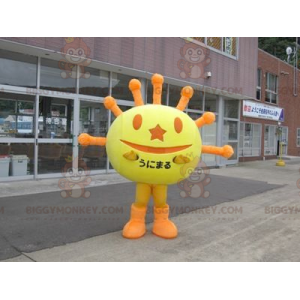 Kostým BIGGYMONKEY™ žlutého a oranžového maskota slunce –
