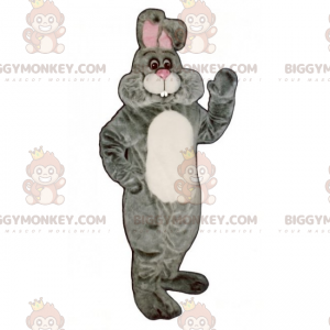 BIGGYMONKEY™ Soft White Bellied Gray Rabbit Mascot Costume -