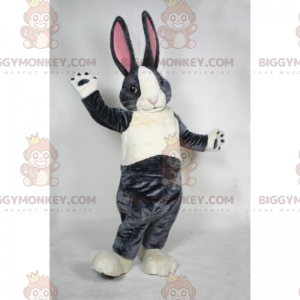 BIGGYMONKEY™ Grauer Hase mit großen rosa Ohren