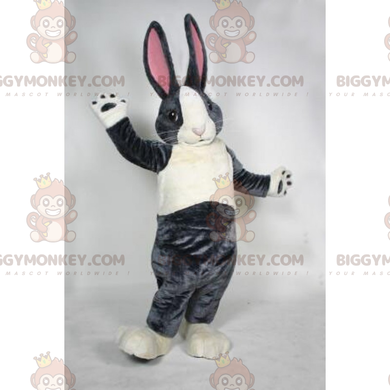 Costume de mascotte BIGGYMONKEY™ de lapin gris aux grandes Costume de mascotte BIGGYMONKEY™ de lapin gris aux grandes