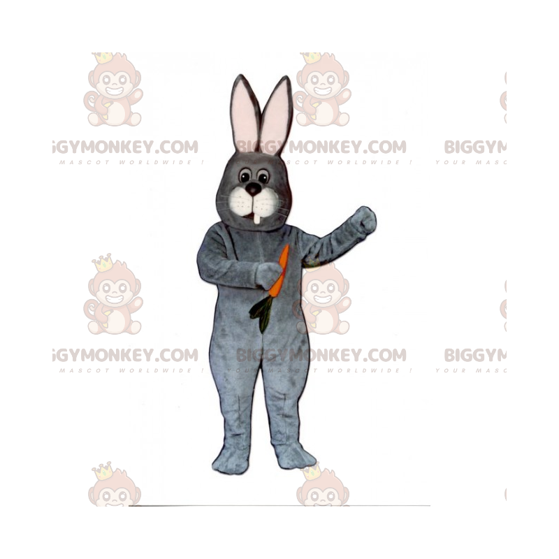 BIGGYMONKEY™ Mascot Costume Gray Rabbit With Carrot – BIGGYMONKEY™ Mascot Costume Gray Rabbit With Carrot –