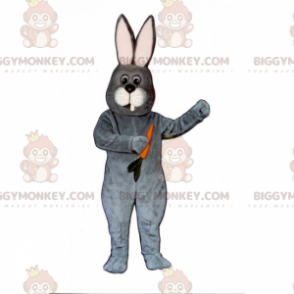 BIGGYMONKEY™ Mascot Costume Gray Rabbit With Carrot -