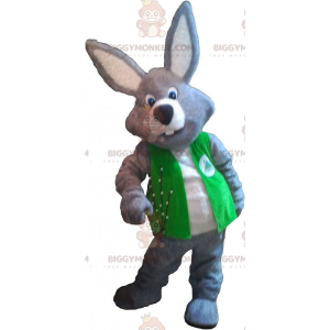BIGGYMONKEY™ Gray Rabbit Mascot Costume with Jacket –