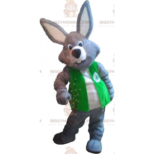 Στολή μασκότ BIGGYMONKEY™ Grey Rabbit με σακάκι -