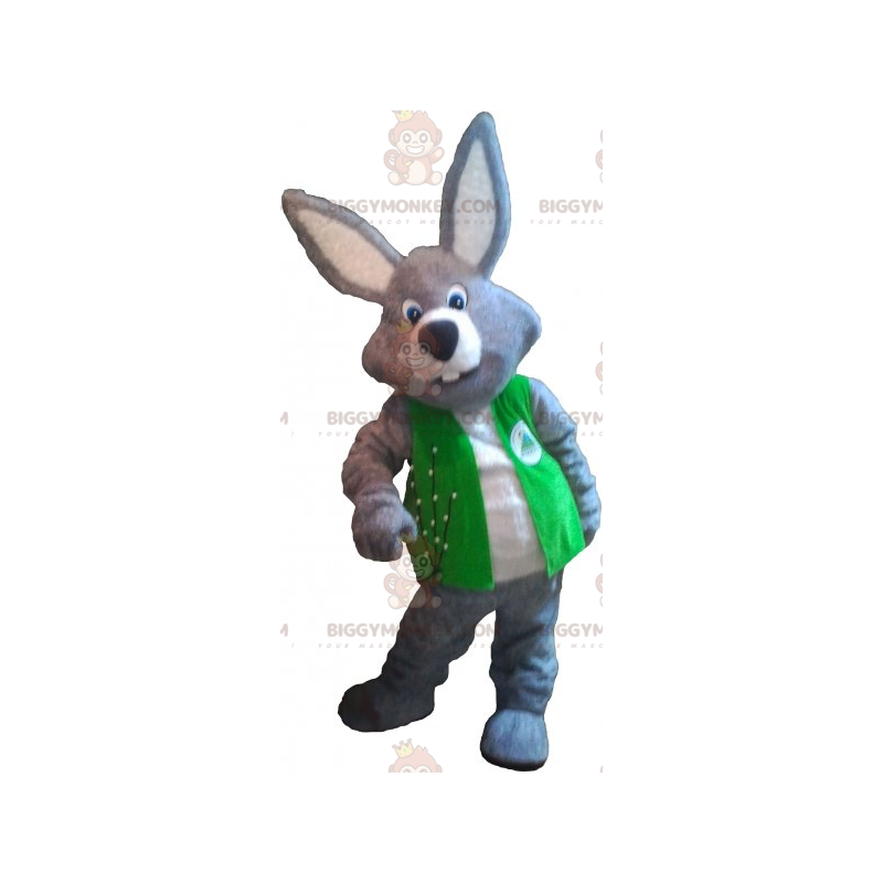 BIGGYMONKEY™ Gray Rabbit Mascot Costume with Jacket -