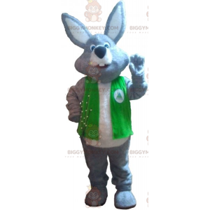 BIGGYMONKEY™ Gray Rabbit Mascot Costume with Jacket -