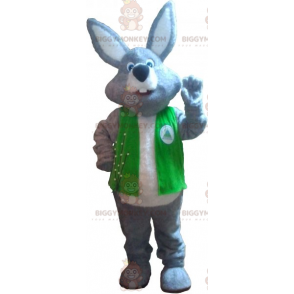 BIGGYMONKEY™ Gray Rabbit Mascot Costume with Jacket -