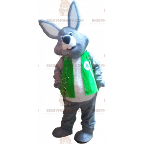 BIGGYMONKEY™ Gray Rabbit Mascot Costume with Jacket -