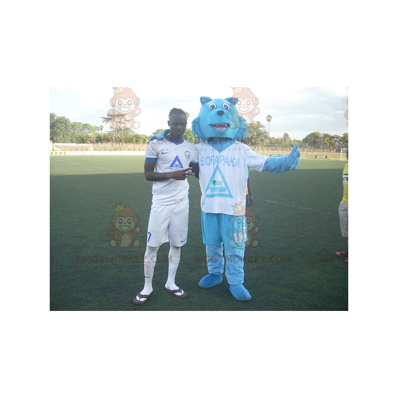 Blue Wolf BIGGYMONKEY™ maskotdräkt i sportkläder - BiggyMonkey Blue Wolf BIGGYMONKEY™ maskotdräkt i sportkläder - BiggyMonkey