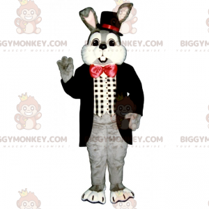 BIGGYMONKEY™ μασκότ στολή Γκρι κουνέλι και κόκκινο παπιγιόν -
