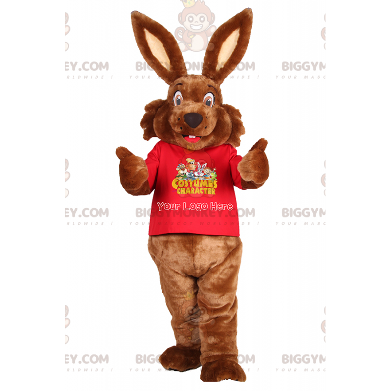 BIGGYMONKEY™ mascot costume brown rabbit with big Sizes L (175-180CM)