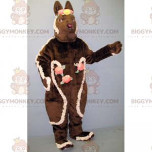Brown Bunny BIGGYMONKEY™ Mascot Costume with Flower Crowns -