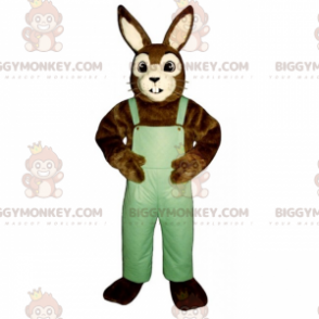 Brun og hvit kanin BIGGYMONKEY™ maskotkostyme med kjeledress - Kanin maskot - BIGGYMONKEY_015985 - BiggyMonkey.com