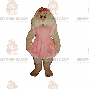 Kostium maskotka różowy króliczek BIGGYMONKEY™ z sukienką i