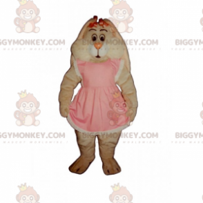 Kostium maskotka różowy króliczek BIGGYMONKEY™ z sukienką i