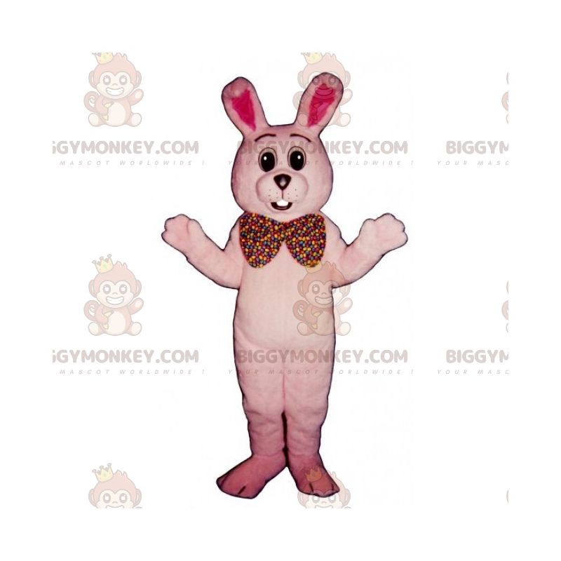 Κοστούμι μασκότ BIGGYMONKEY™ Pink Bunny & Giant παπιγιόν - Μασκότ κουνελιού - BIGGYMONKEY_015994 - BiggyMonkey.com
