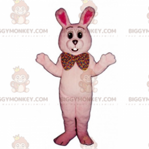BIGGYMONKEY™ vaaleanpunainen pupu ja jättiläinen rusetti maskottiasu - Kani maskotti - BIGGYMONKEY_015994 - BiggyMonkey.com