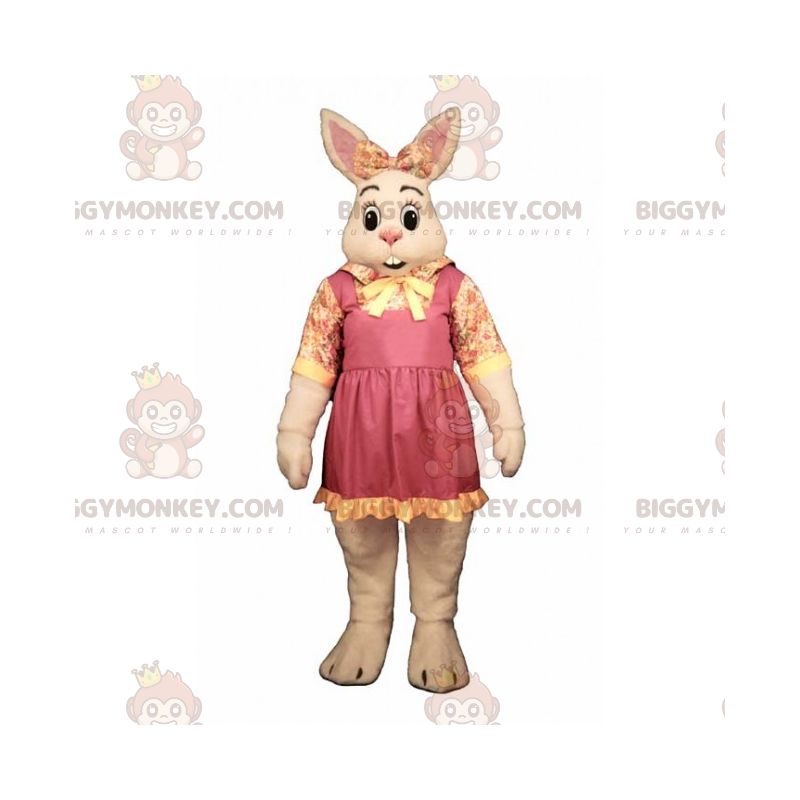 BIGGYMONKEY™ maskotkostume hvid kanin med sløjfe og BIGGYMONKEY™ maskotkostume hvid kanin med sløjfe og