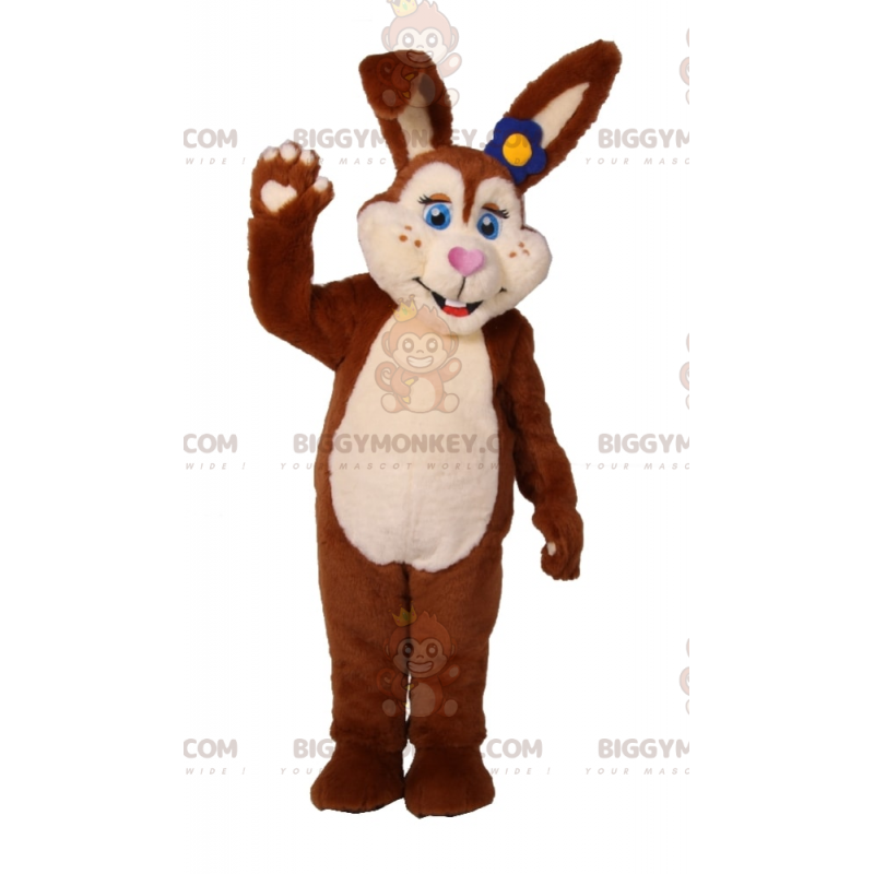 BIGGYMONKEY™ Fantasia de mascote de coelho marrom olhos azuis