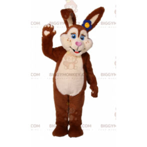 BIGGYMONKEY™ Fantasia de mascote de coelho marrom olhos azuis
