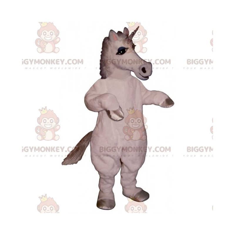 Valkoinen yksisarvinen BIGGYMONKEY™ maskottiasu - Valkoinen yksisarvinen BIGGYMONKEY™ maskottiasu -