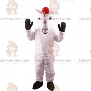 Costume de mascotte BIGGYMONKEY™ de licorne blanche et crinière