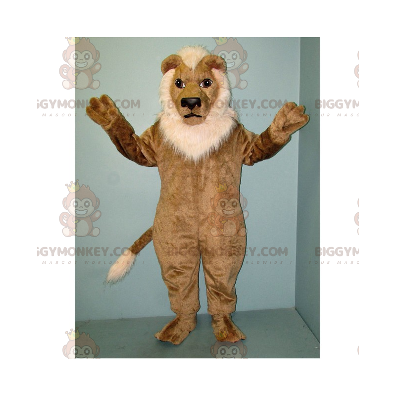 Leeuw BIGGYMONKEY™ mascottekostuum met witte manen - Leeuw BIGGYMONKEY™ mascottekostuum met witte manen -