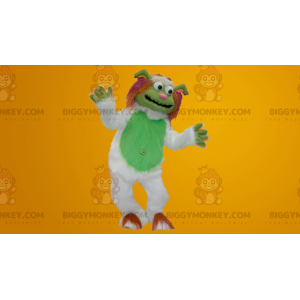 Alle harige witte en groene Yeti BIGGYMONKEY™ mascottekostuum -