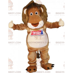 Traje de mascote de leão BIGGYMONKEY™ com barriga branca –