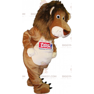 Traje de mascote de leão BIGGYMONKEY™ com barriga branca –
