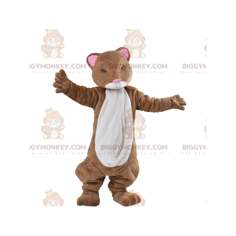 BIGGYMONKEY™ Brun og hvid ilderhamstermaskotkostume - BIGGYMONKEY™ Brun og hvid ilderhamstermaskotkostume -