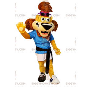 Στολή μασκότ Lion BIGGYMONKEY™ με αθλητικά ρούχα και αταίριαστα