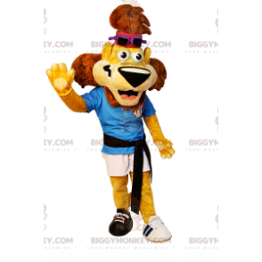 Disfraz de mascota Lion BIGGYMONKEY™ con ropa deportiva y tenis que no combinan - Mascotas de león - BiggyMonkey.com