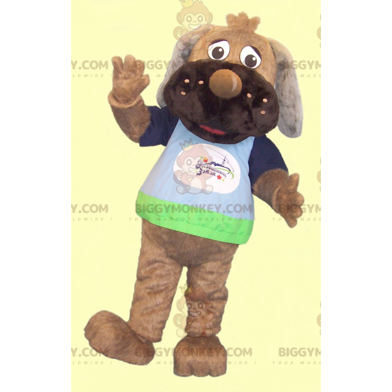 Kostium maskotka brązowy pies BIGGYMONKEY™ z kolorową koszulką Kostium maskotka brązowy pies BIGGYMONKEY™ z kolorową koszulką