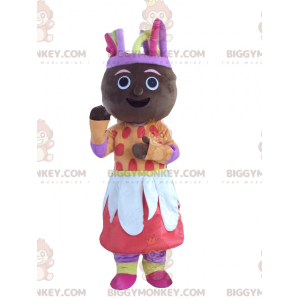 BIGGYMONKEY™ maskotkostume af afrikansk kvinde i farverigt tøj