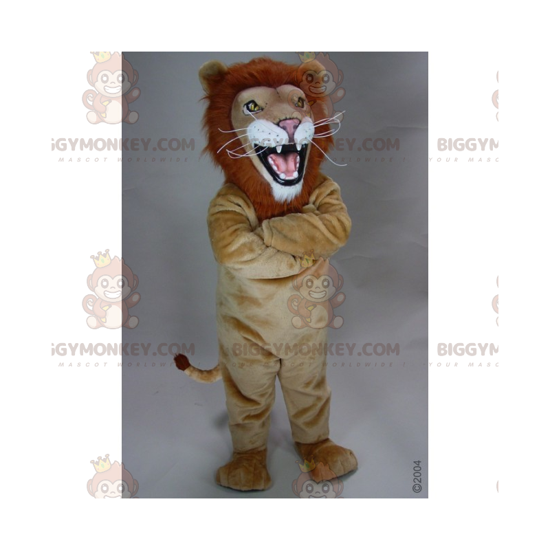 BIGGYMONKEY™ maskotdrakt av beige løve med ildmanke - Løve maskoter - BIGGYMONKEY_016046 - BiggyMonkey.com