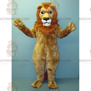 BIGGYMONKEY™ Mascot Costume of Beige Lion with Red Mane -