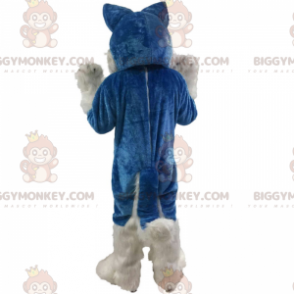 Traje de mascote de lobo azul e branco BIGGYMONKEY™ –