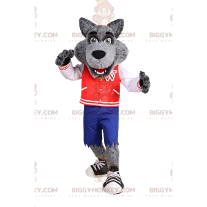 Kostým maskota Wolfa BIGGYMONKEY™ ve sportovním oblečení pro