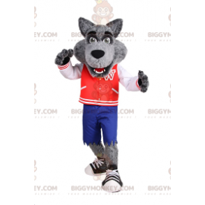 Kostým maskota Wolfa BIGGYMONKEY™ ve sportovním oblečení pro